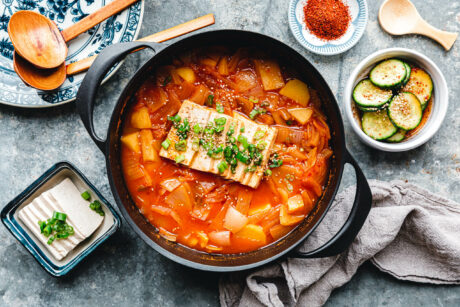 Schneller Kimchi-Kartoffel-Eintopf