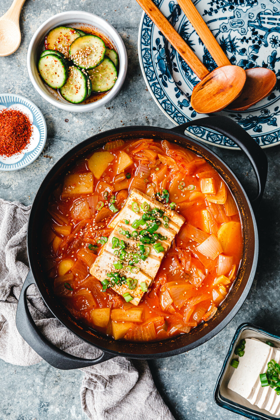 Schneller Kimchi-Kartoffel-Eintopf