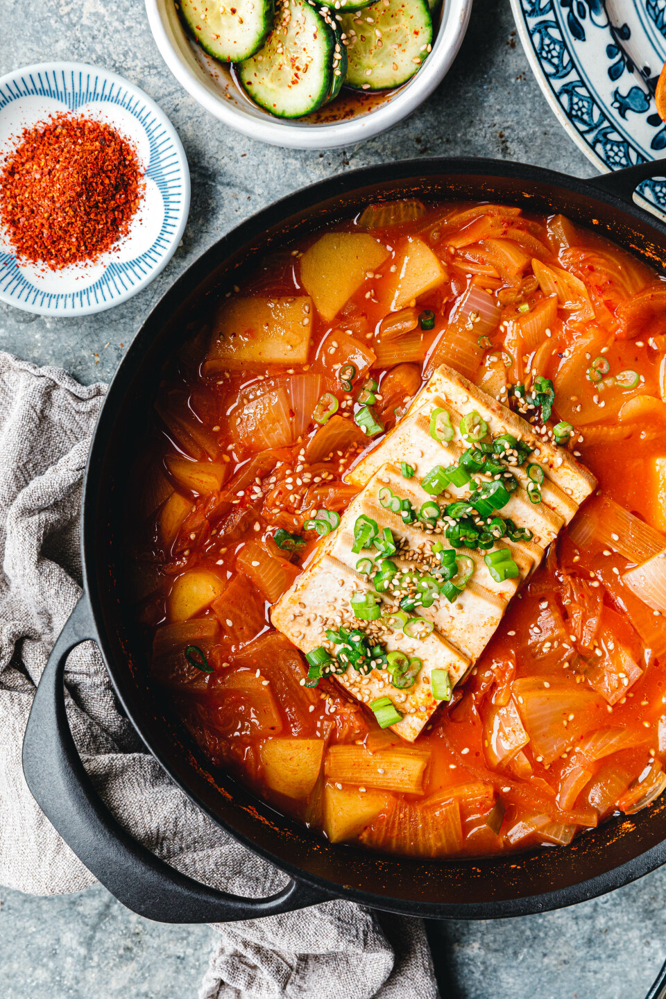 Schneller Kimchi-Kartoffel-Eintopf