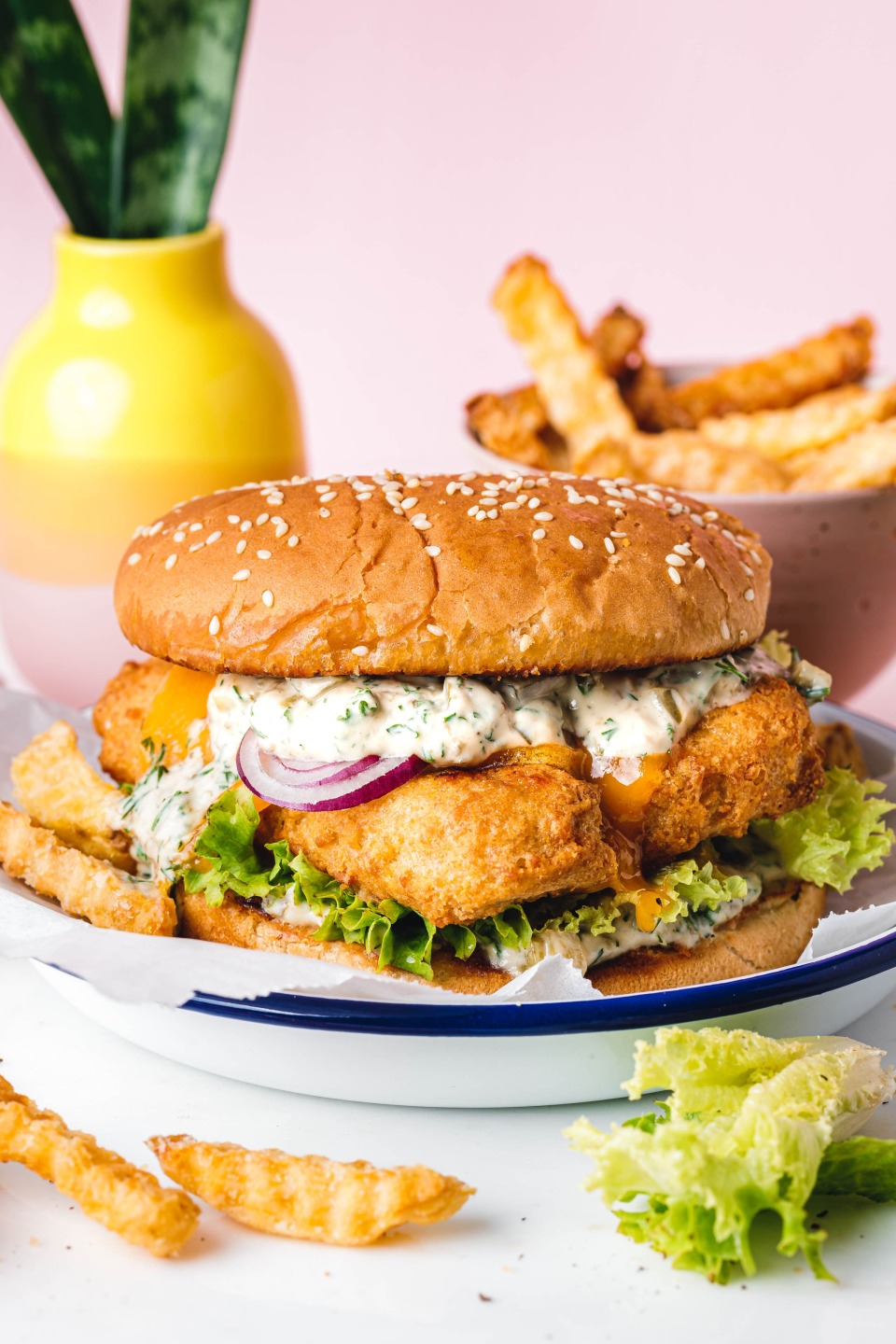 No Fish Burger mit selbstgemachter veganer Remoulade