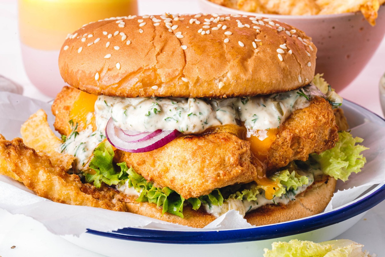 No Fish Burger mit selbstgemachter veganer Remoulade