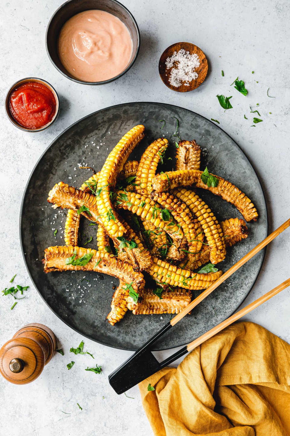 Corn Ribs – gegrillter Mais mit Worcestershire-Marinade