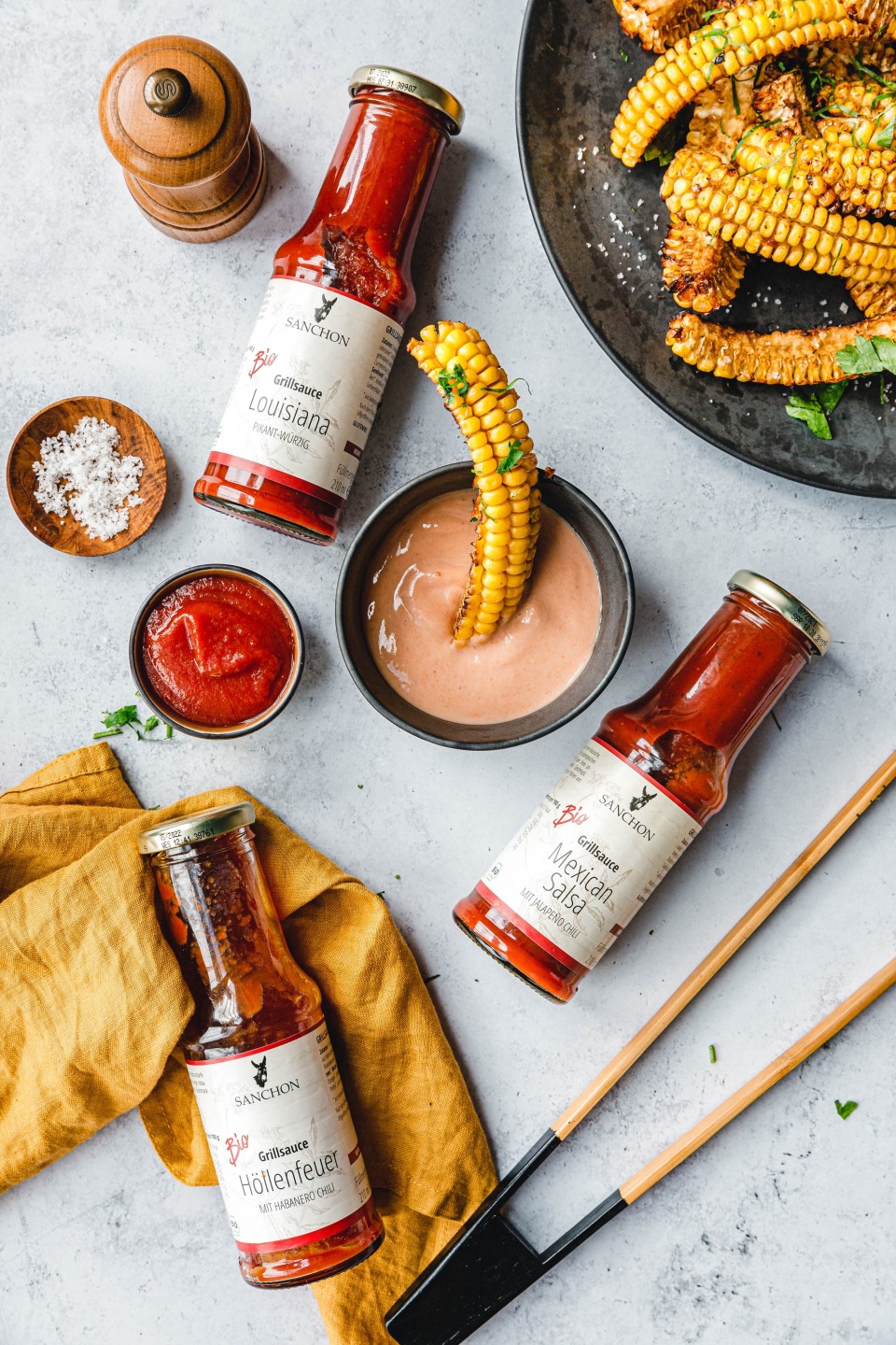 Corn Ribs – gegrillter Mais mit Worcestershire-Marinade