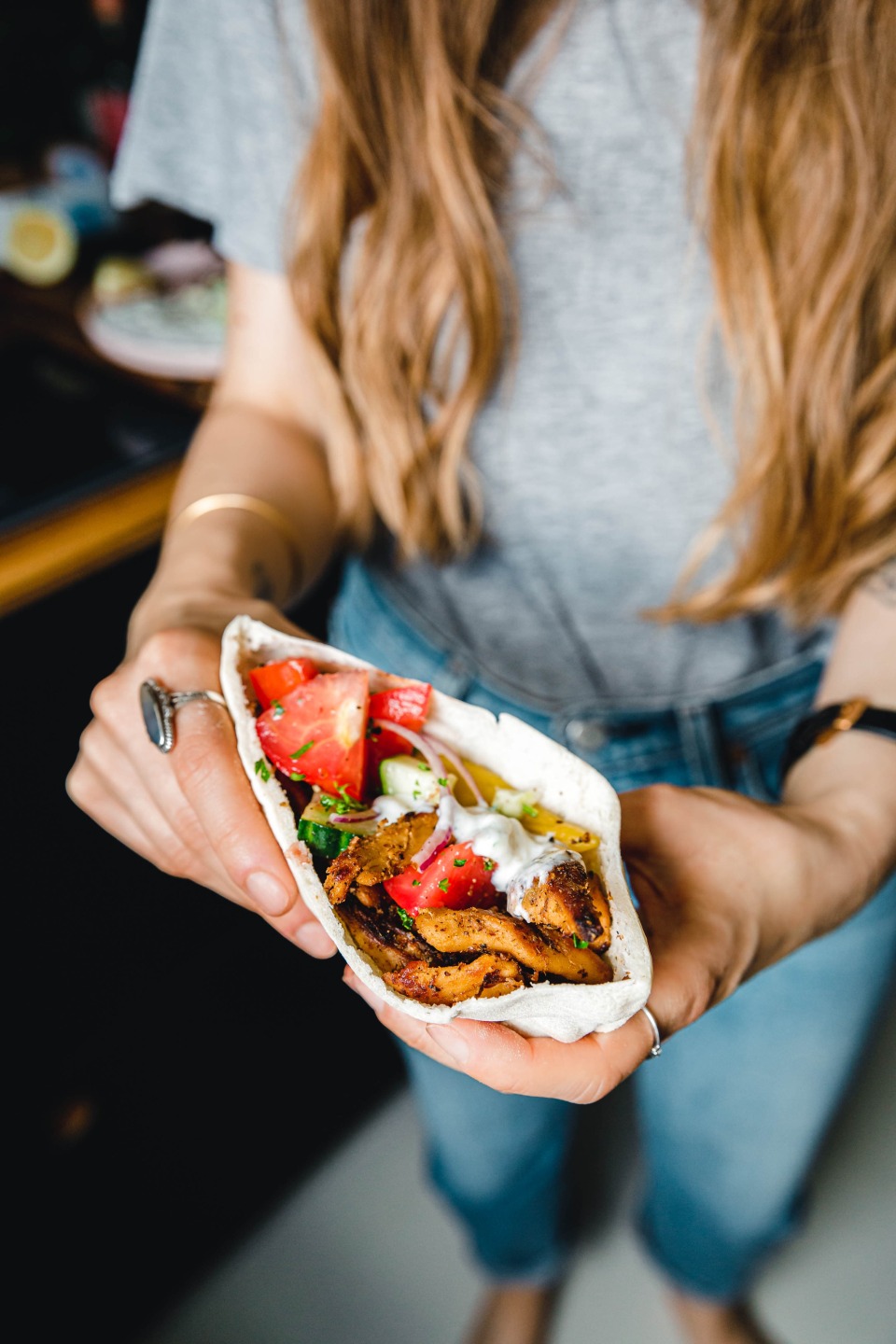 Pitatasche mit Seitan-Gyros