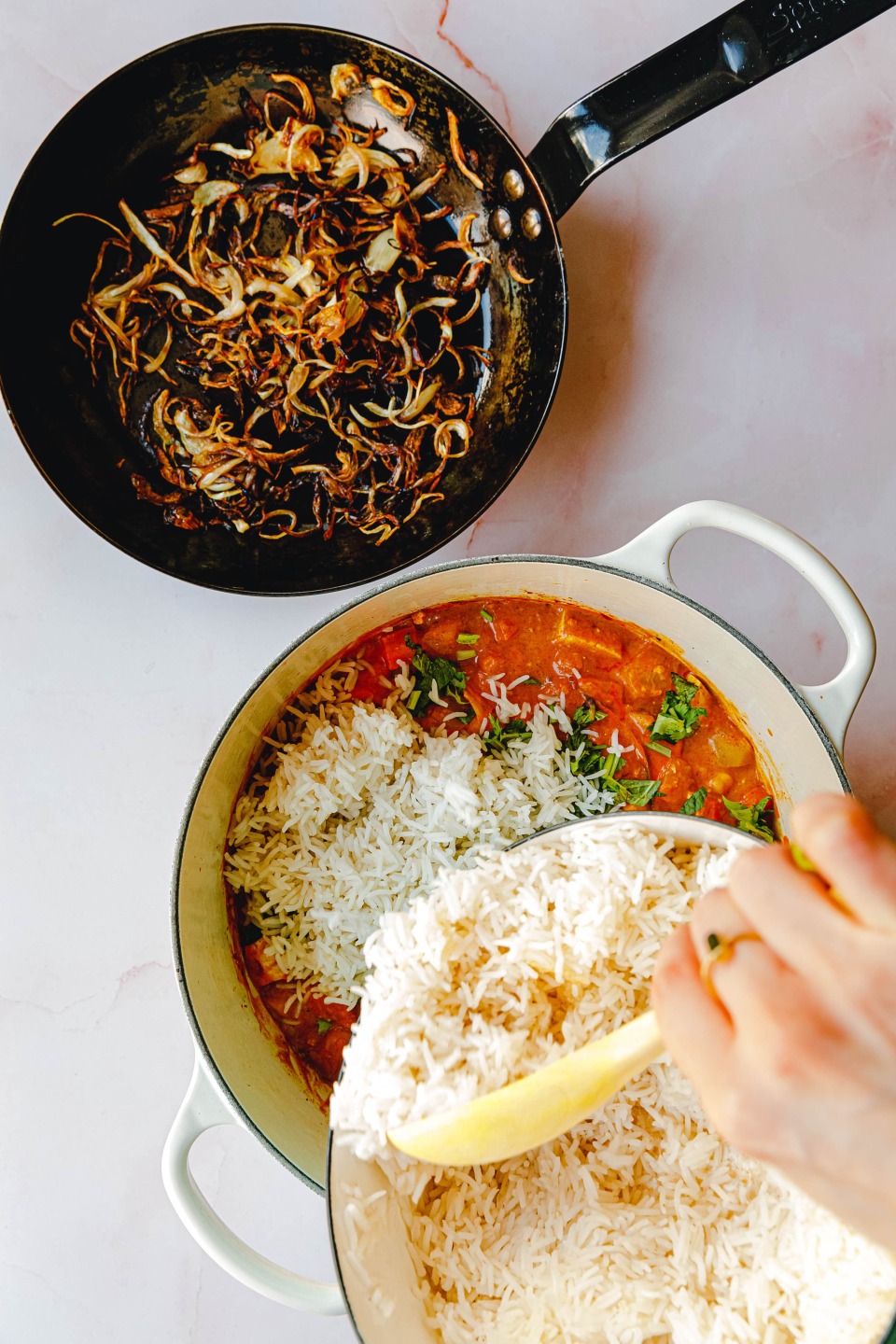 Zubereitung veganes Biryani mit Tofu