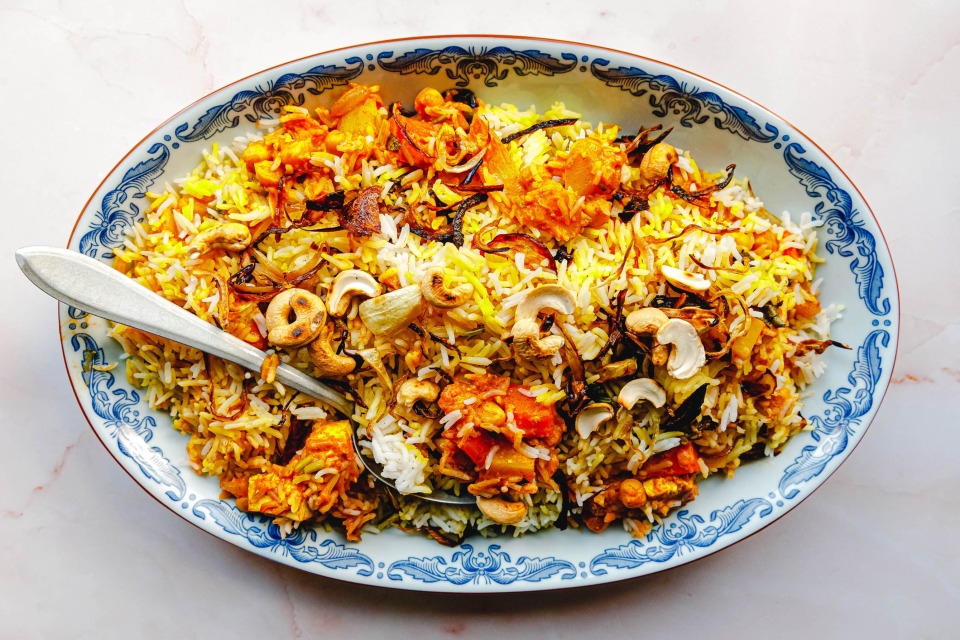 Veganes Biryani mit Tofu