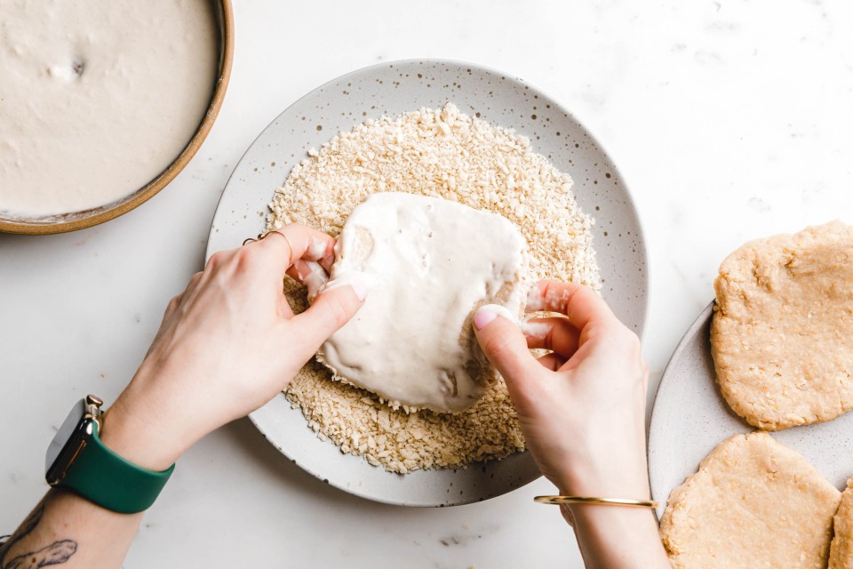 Zubereitung veganes Katsu Sando