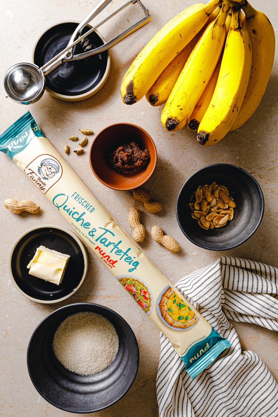 Zutaten vegane Bananen-Tarte-Tatin