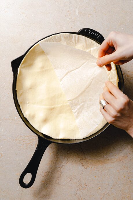 Zubereitung veganer Bananen-Tarte-Tatin