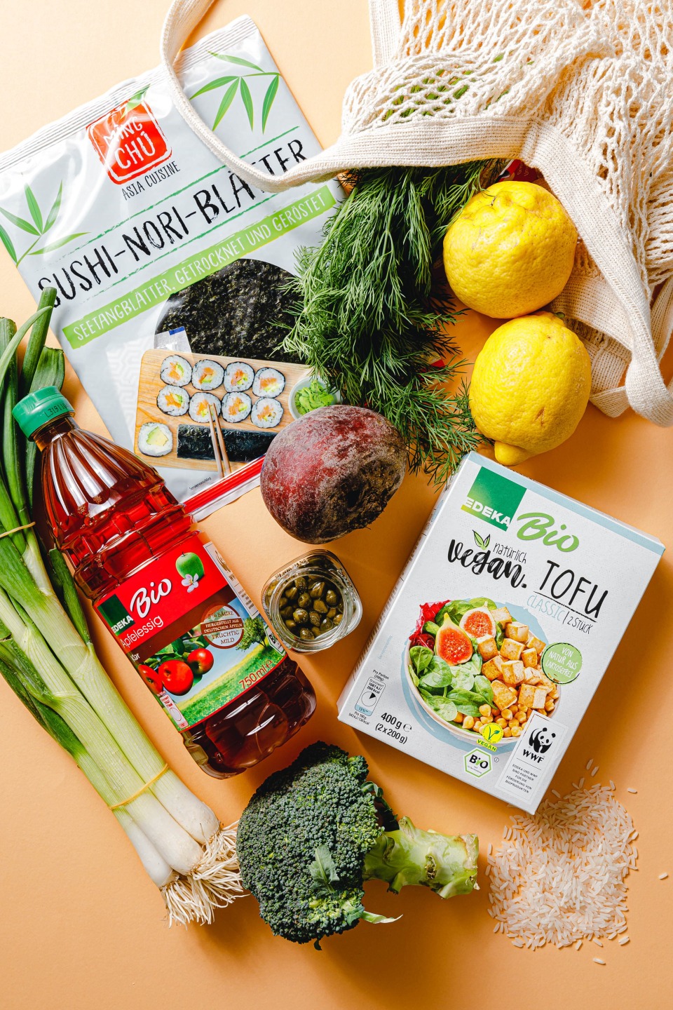 Zutaten für veganen Lachs aus Tofu