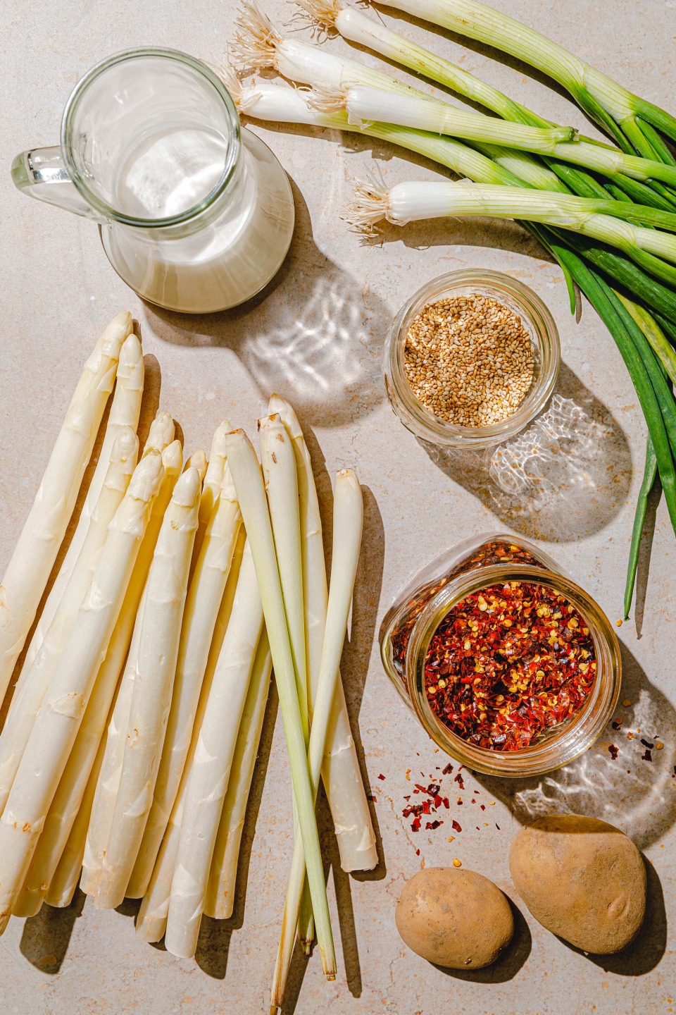 Zutaten vegane Spargelcremesuppe