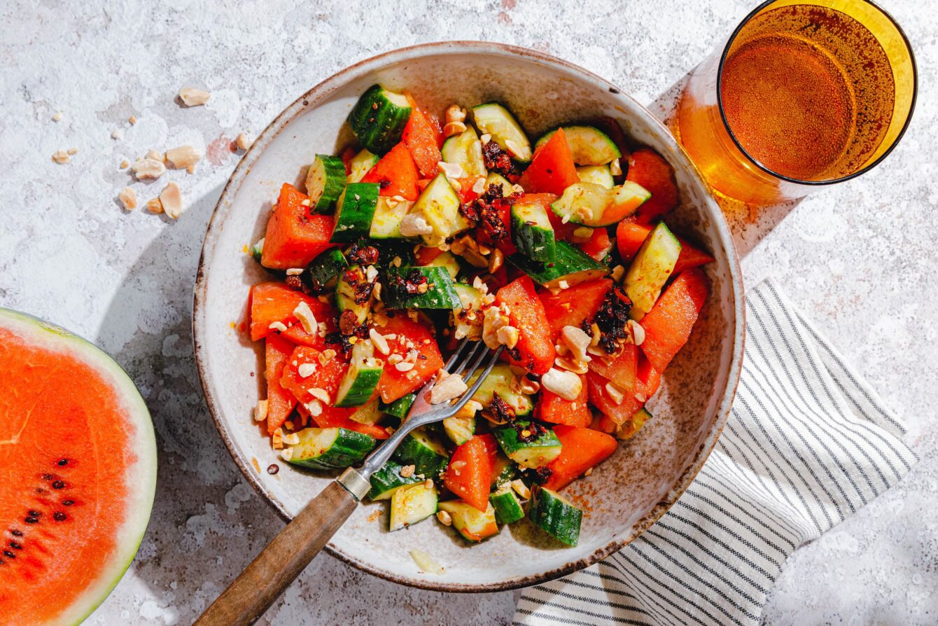 Wassermelonen-Gurkensalat mit Chiliöl