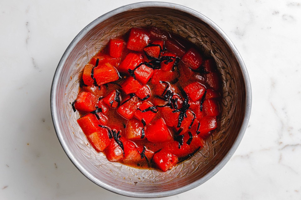 Veganer Wassermelonen-Thunfisch