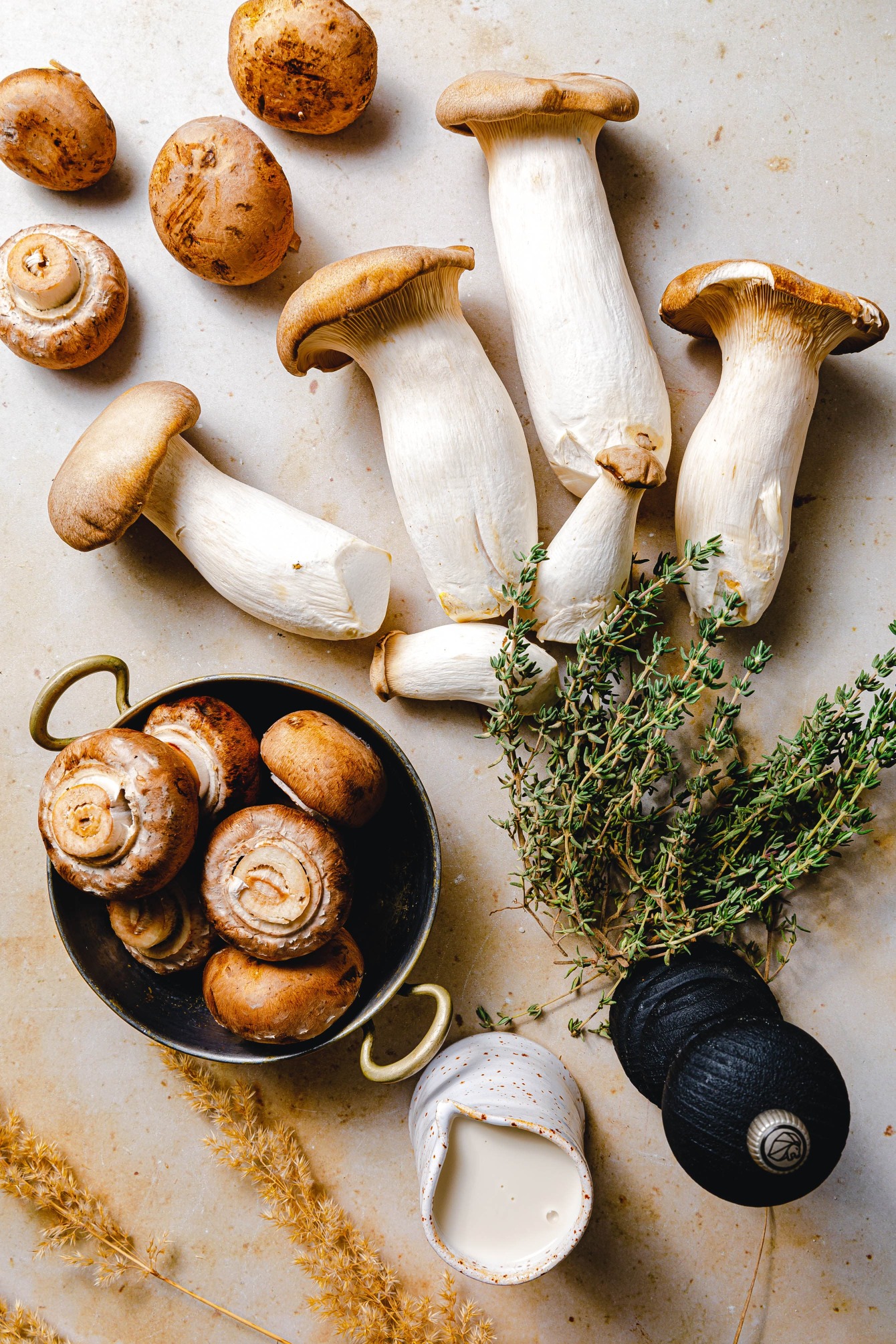 Zutaten für vegane Pilzrahmsauce