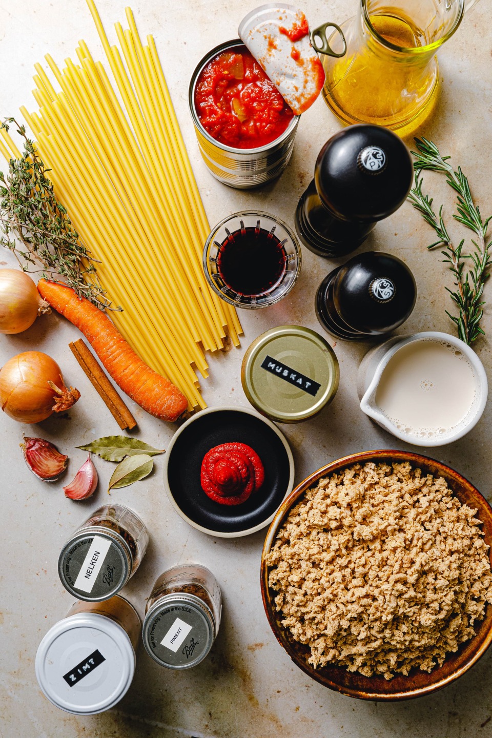 Zutaten für veganer Pastitsio