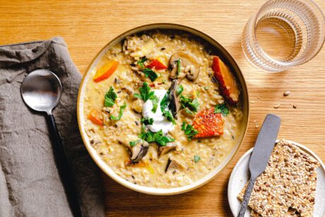 Wildreissuppe mit Kürbis & Pilzen
