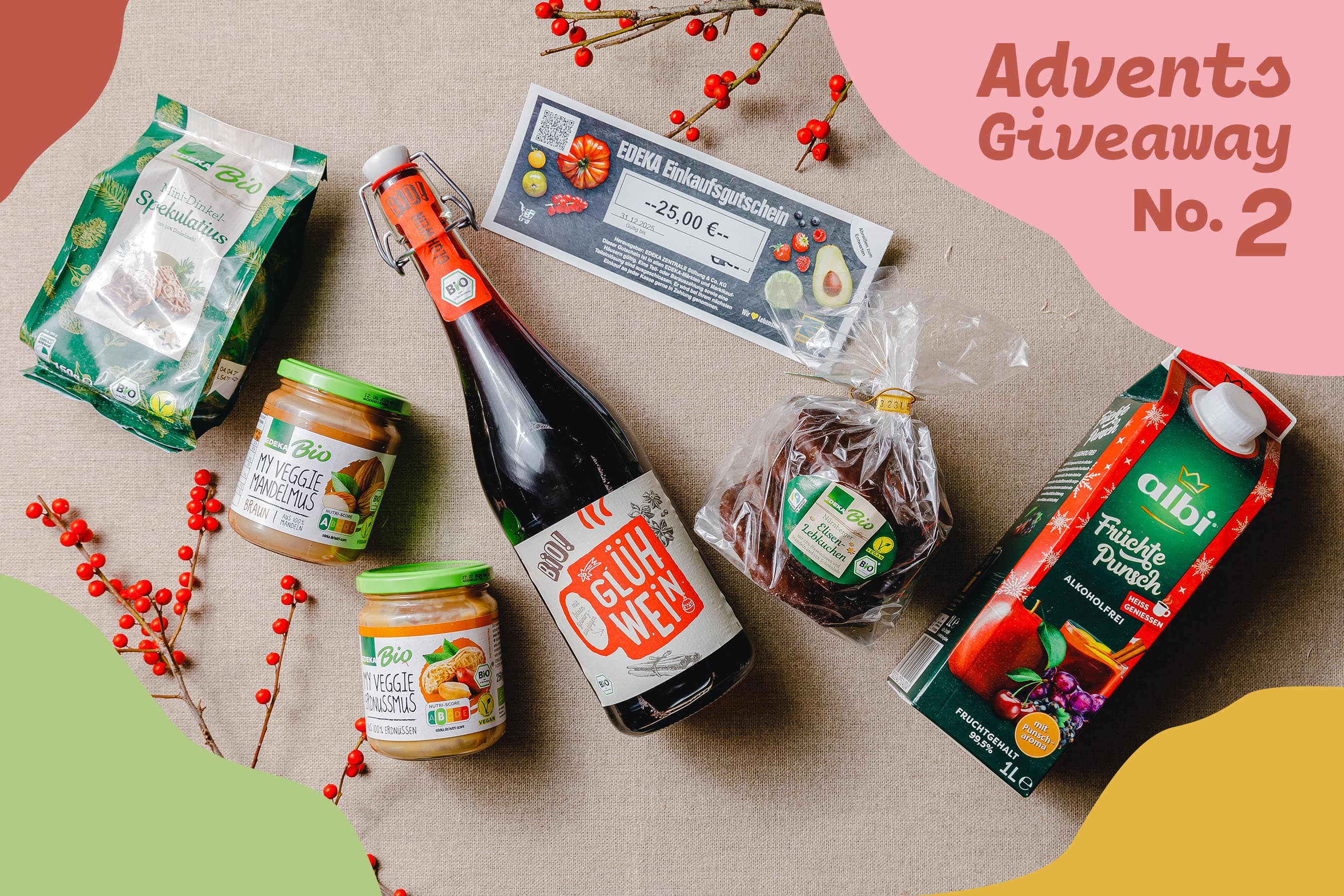 Gewinnspiel 2. Advent 2022 – Vegane Snack-Pakete von EDEKA