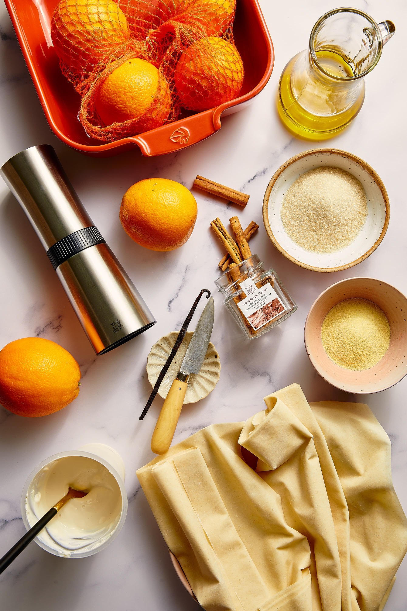 Zutaten für veganen Orangen-Filo-Kuchen – Portokalopita