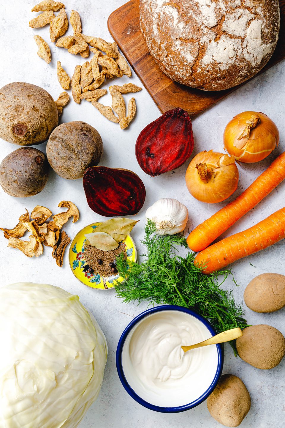 Zutaten für veganen Borschtsch