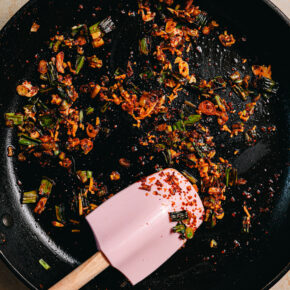 Angebratene Frühlingszwiebeln