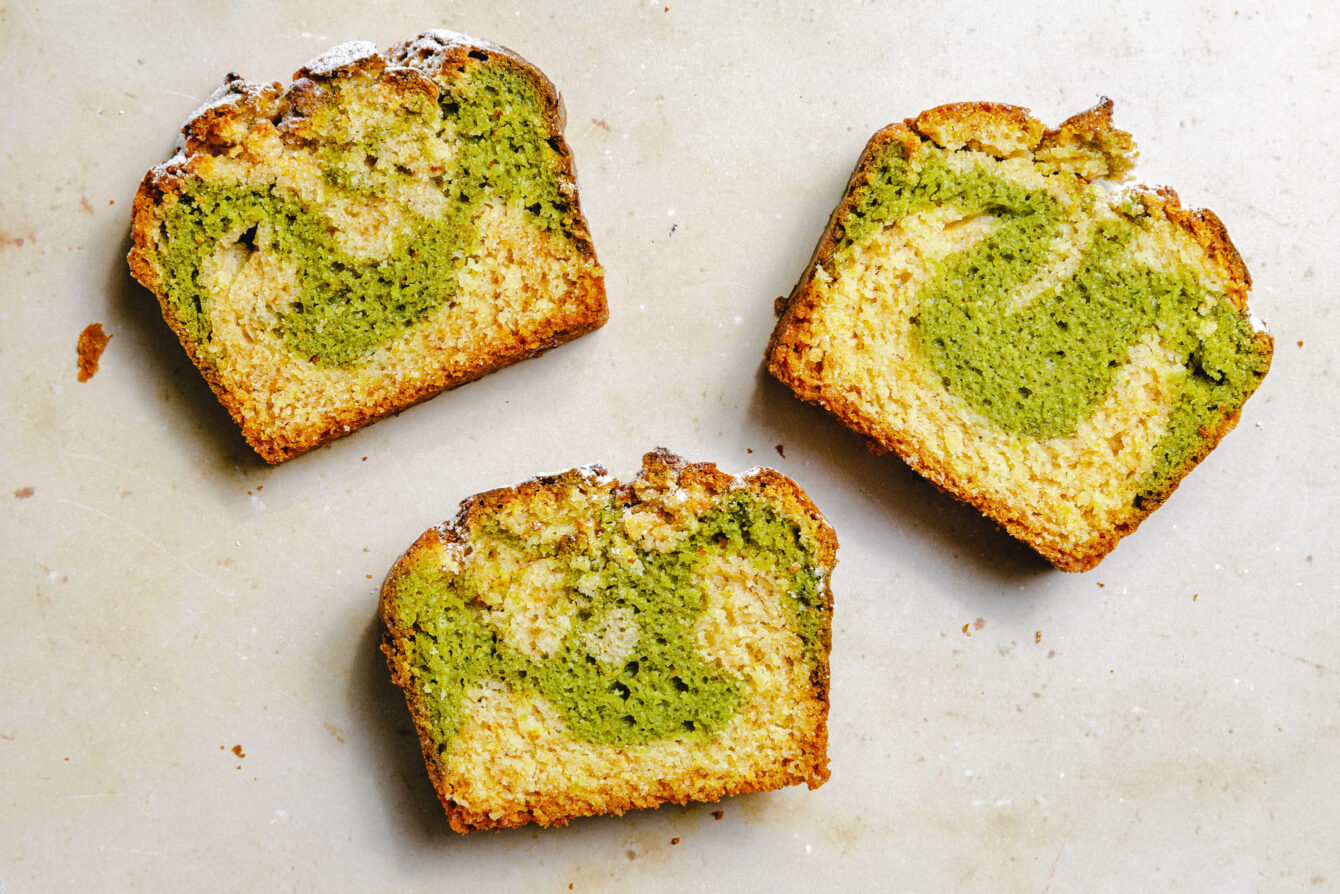 Veganer Zitronen-Matcha-Marmorkuchen