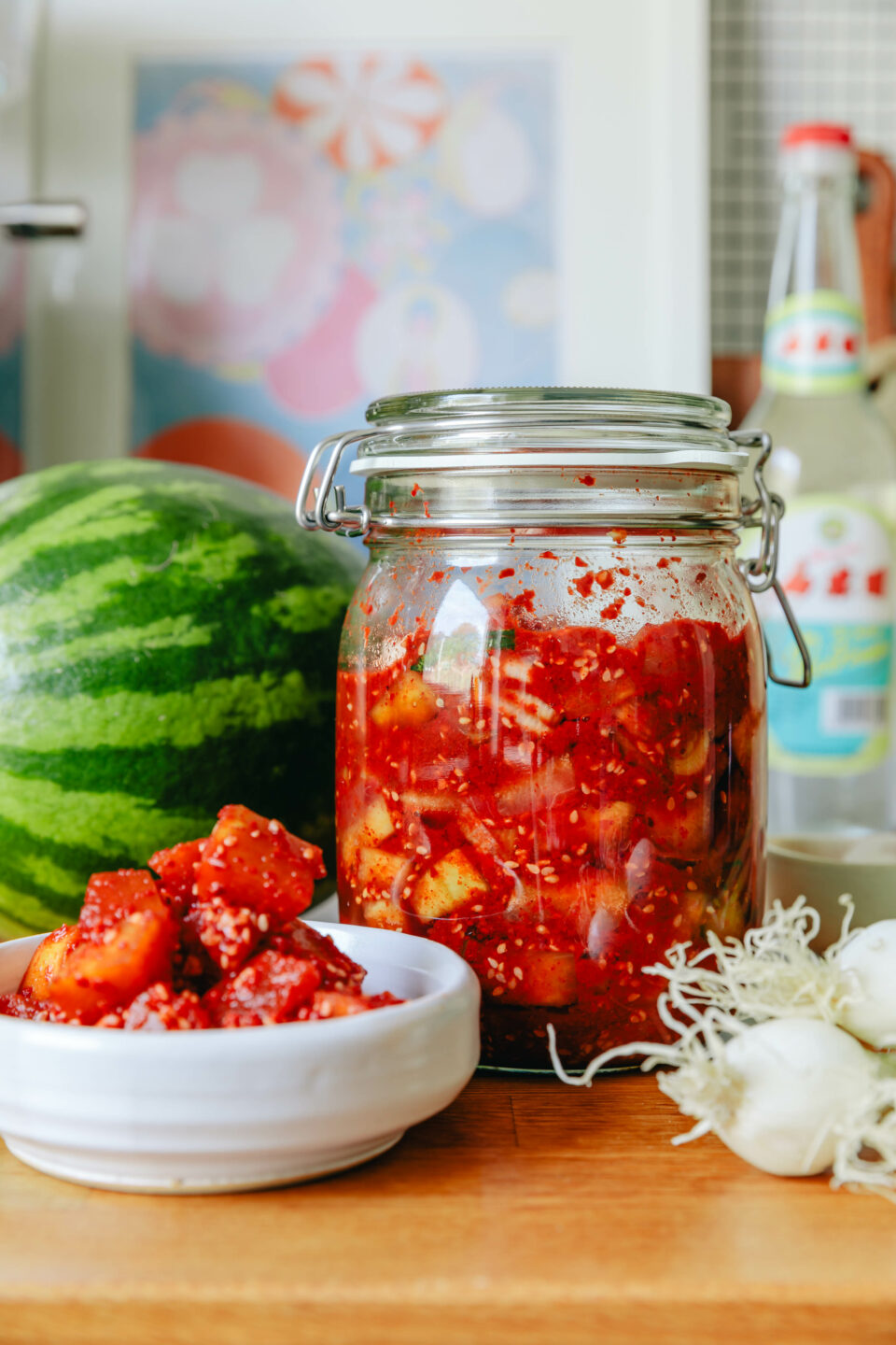 Veganes Kimchi aus Wassermelonen