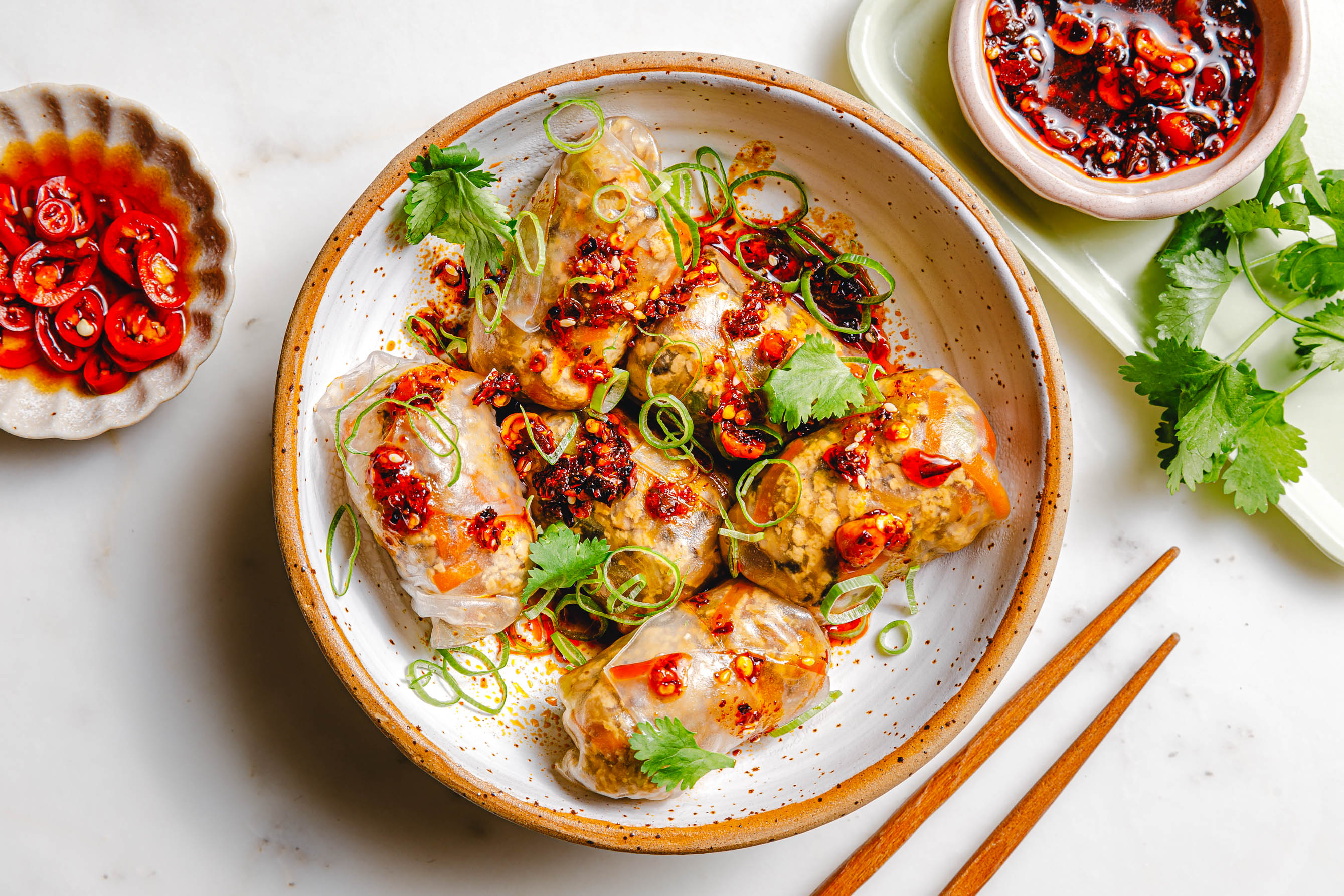 Gedämpfte Reispapier-Dumplings