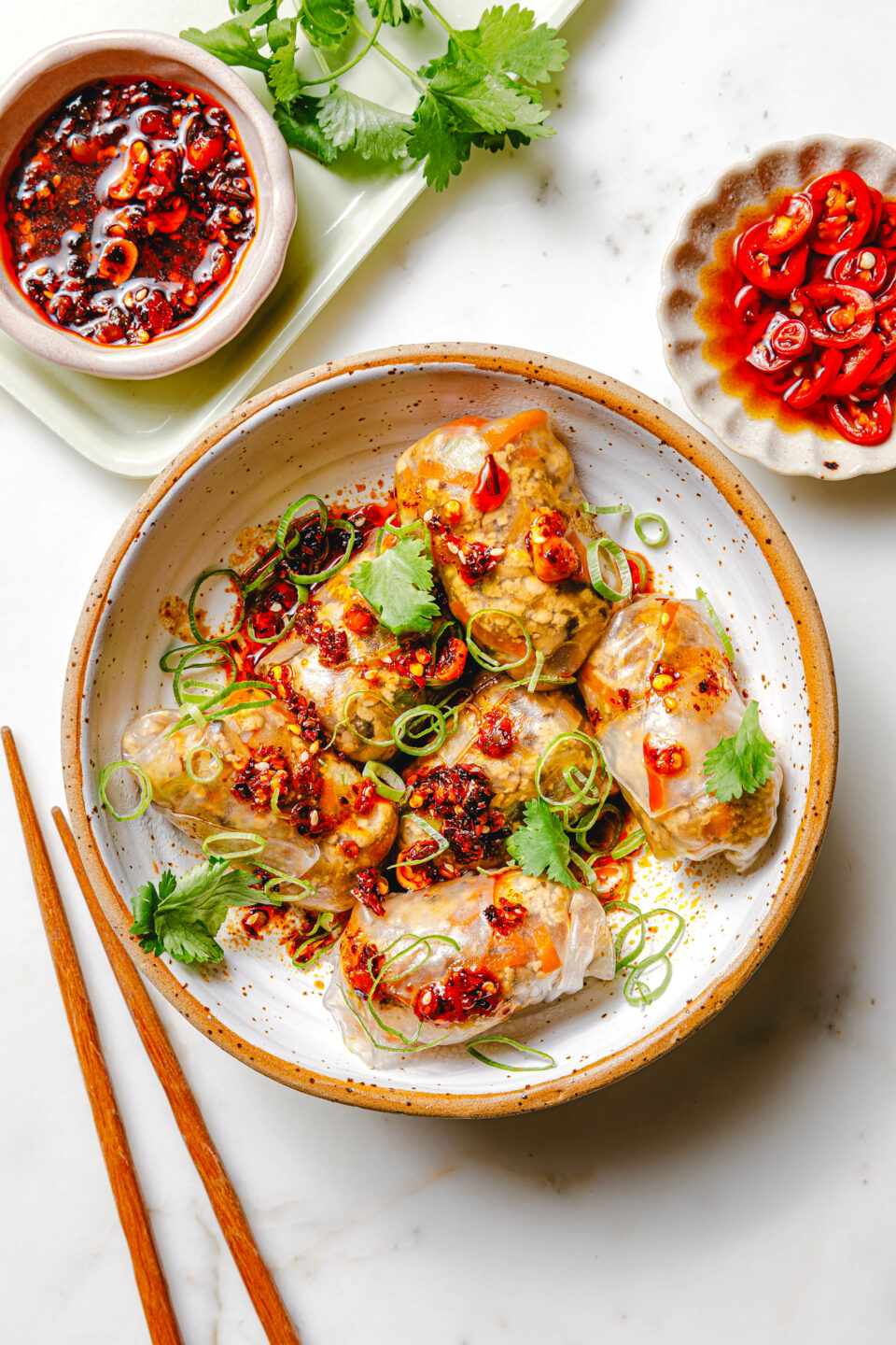 Gedämpfte Reispapier-Dumplings