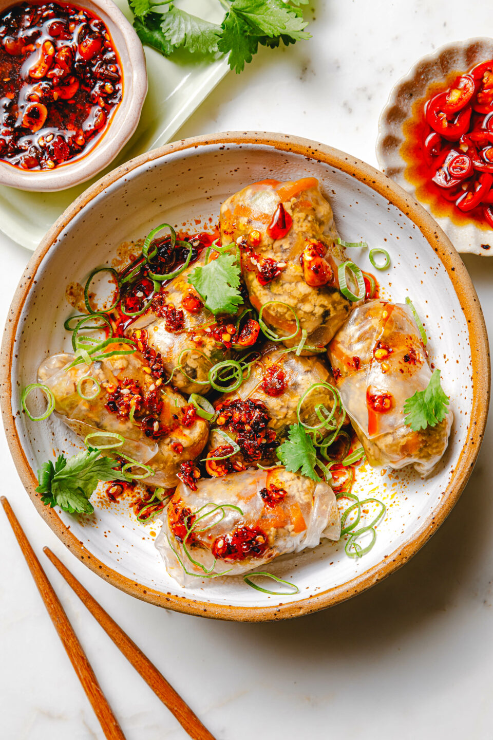 Gedämpfte Reispapier-Dumplings