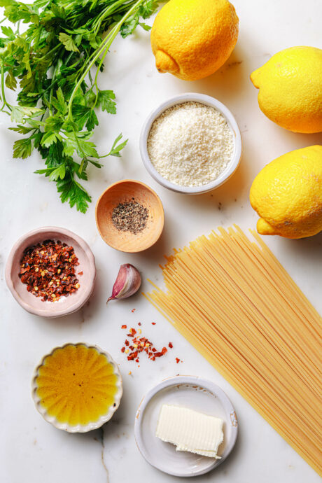Zutaten für vegane Pasta al Limone