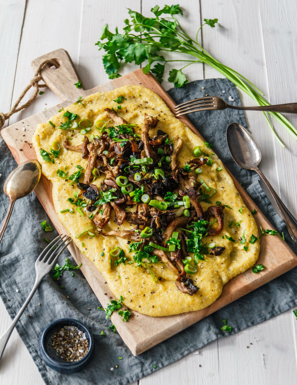 Cremige Polenta mit Austernpilzen